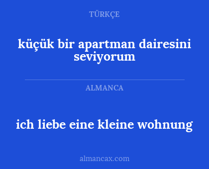 küçük bir apartman dairesini seviyorum - ich liebe eine kleine wohnung