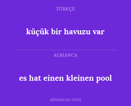 es hat einen kleinen pool - küçük bir havuzu var