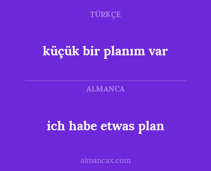 küçük bir planım var - ich habe etwas plan