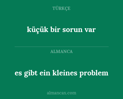 es gibt ein kleines problem - küçük bir sorun var