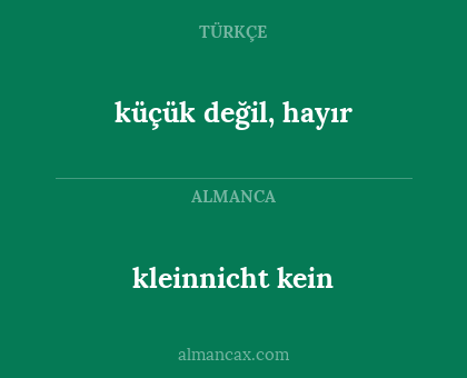 kleinnicht kein - küçük değil, hayır