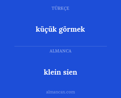 klein sien - küçük görmek