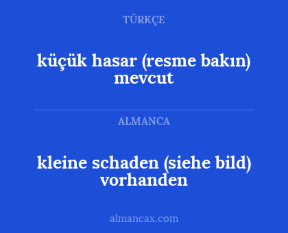 küçük hasar (resme bakın) mevcut - kleine schaden (siehe bild) vorhanden
