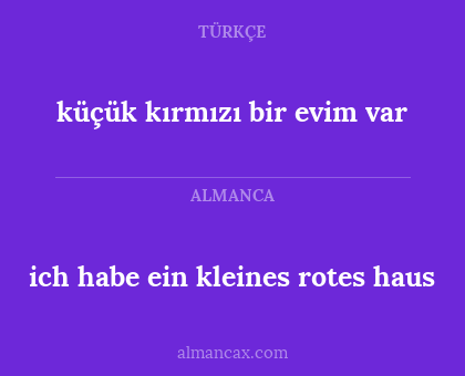 küçük kırmızı bir evim var - ich habe ein kleines rotes haus