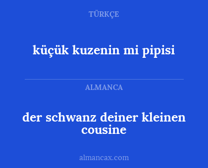 der schwanz deiner kleinen cousine - küçük kuzenin mi pipisi