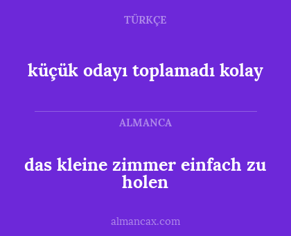 küçük odayı toplamadı kolay - das kleine zimmer einfach zu holen