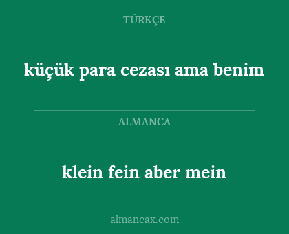 klein fein aber mein - küçük para cezası ama benim