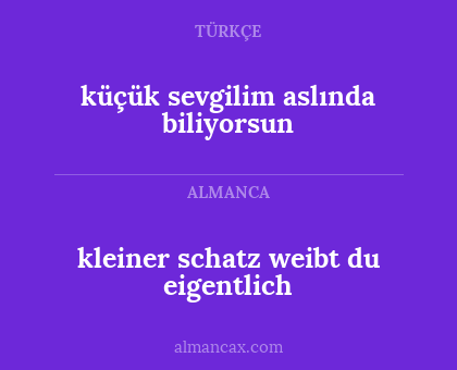 küçük sevgilim aslında biliyorsun - kleiner schatz weibt du eigentlich