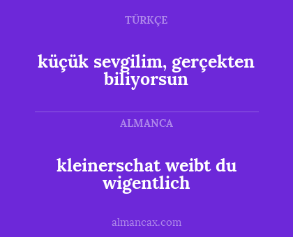 kleinerschat weibt du wigentlich - küçük sevgilim, gerçekten biliyorsun