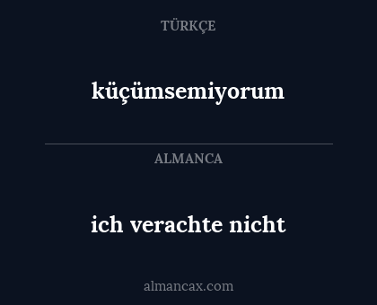 küçümsemiyorum - ich verachte nicht