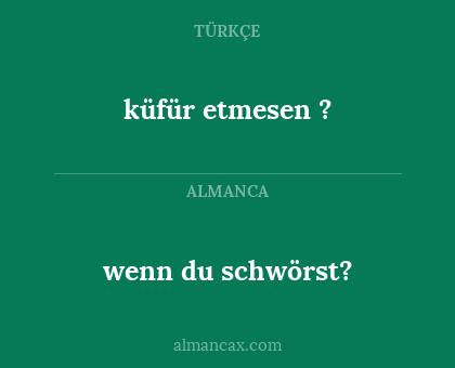 küfür etmesen ? - wenn du schwörst?
