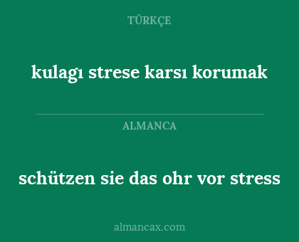 schützen sie das ohr vor stress - kulagı strese karsı korumak