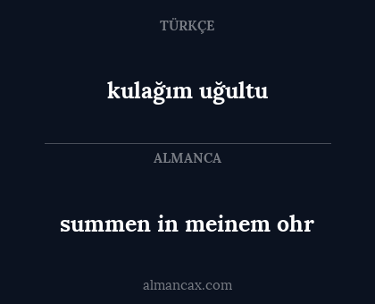 kulağım uğultu - summen in meinem ohr