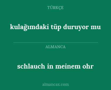 schlauch in meinem ohr - kulağımdaki tüp duruyor mu