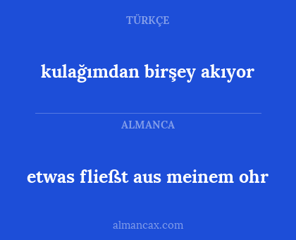 etwas fließt aus meinem ohr - kulağımdan birşey akıyor