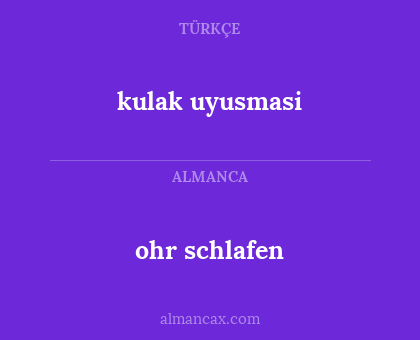kulak uyusmasi - ohr schlafen