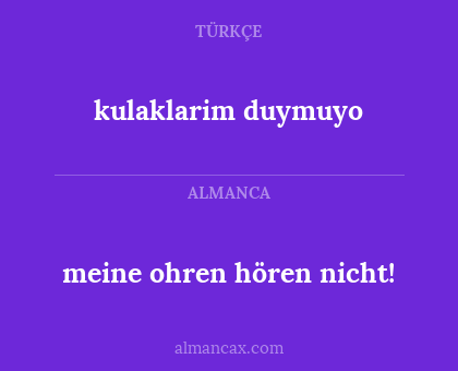 meine ohren hören nicht! - kulaklarim duymuyo