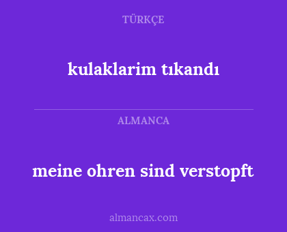 meine ohren sind verstopft - kulaklarim tıkandı