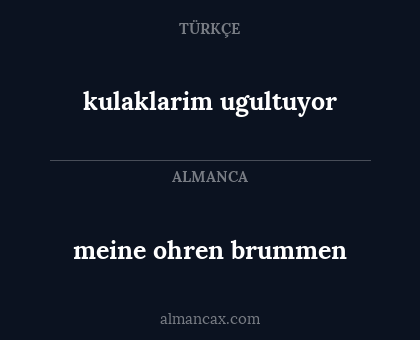 kulaklarim ugultuyor - meine ohren brummen