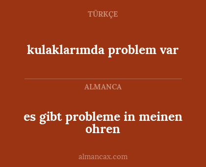 es gibt probleme in meinen ohren - kulaklarımda problem var