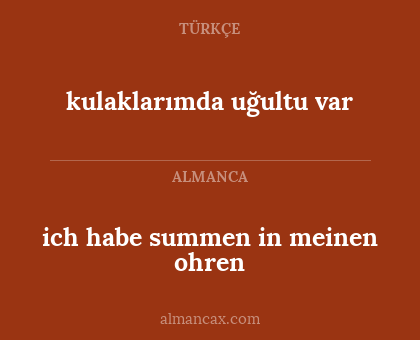 kulaklarımda uğultu var - ich habe summen in meinen ohren
