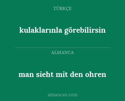 man sieht mit den ohren - kulaklarınla görebilirsin