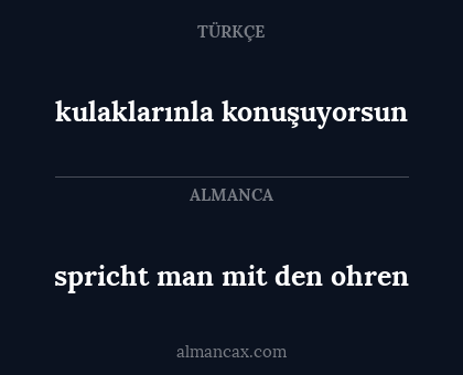 spricht man mit den ohren - kulaklarınla konuşuyorsun