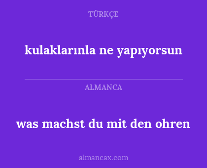 was machst du mit den ohren - kulaklarınla ne yapıyorsun
