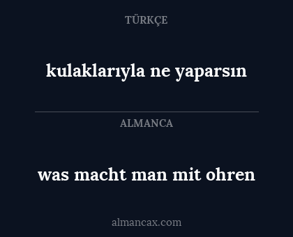 was macht man mit ohren - kulaklarıyla ne yaparsın