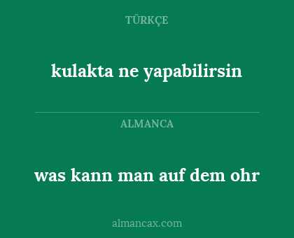 was kann man auf dem ohr - kulakta ne yapabilirsin