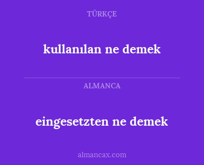 kullanılan ne demek - eingesetzten ne demek