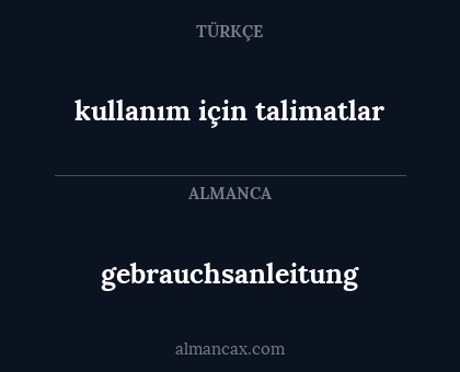 gebrauchsanleitung - kullanım için talimatlar