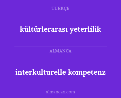 interkulturelle kompetenz - kültürlerarası yeterlilik