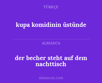kupa komidinin üstünde - der becher steht auf dem nachttisch