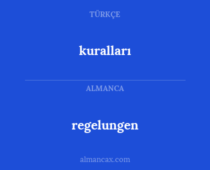 kuralları - regelungen