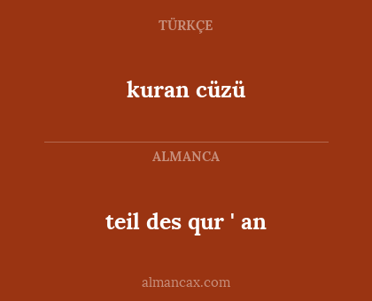 kuran cüzü - teil des qur ' an