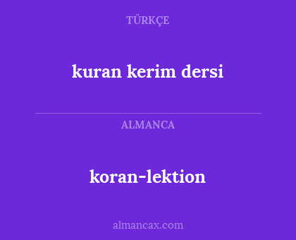 koran-lektion - kuran kerim dersi