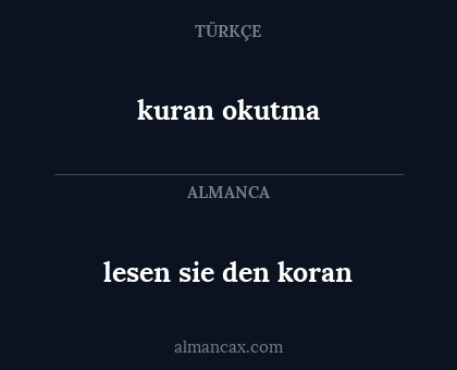kuran okutma - lesen sie den koran