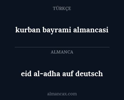kurban bayrami almancasi - eid al-adha auf deutsch