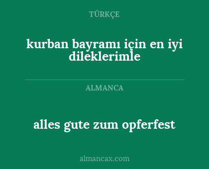 kurban bayramı için en iyi dileklerimle - alles gute zum opferfest