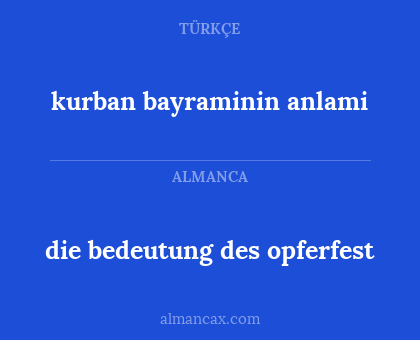 die bedeutung des opferfest - kurban bayraminin anlami