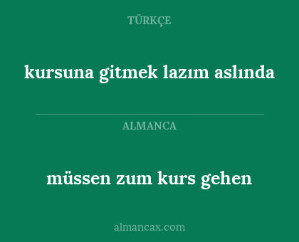 müssen zum kurs gehen - kursuna gitmek lazım aslında