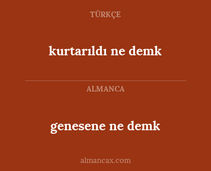 kurtarıldı ne demk - genesene ne demk
