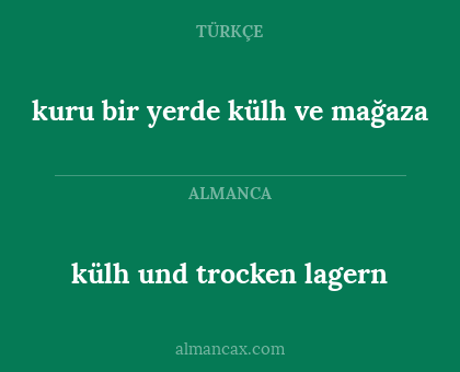 kuru bir yerde külh ve mağaza - külh und trocken lagern