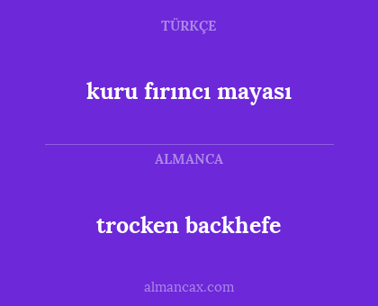 trocken backhefe - kuru fırıncı mayası