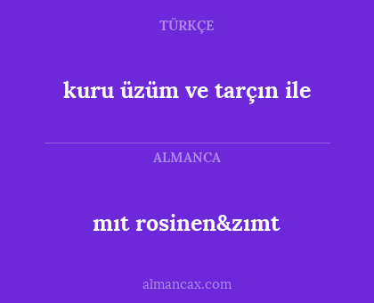 mıt rosinen&zımt - kuru üzüm ve tarçın ile