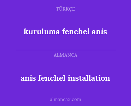 kuruluma fenchel anis - anis fenchel installation