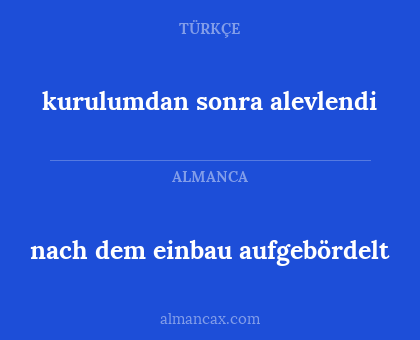 nach dem einbau aufgebördelt - kurulumdan sonra alevlendi
