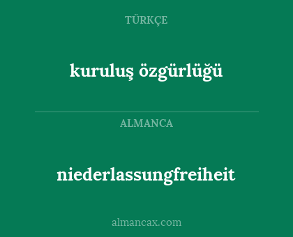 kuruluş özgürlüğü - niederlassungfreiheit