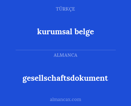 gesellschaftsdokument - kurumsal belge